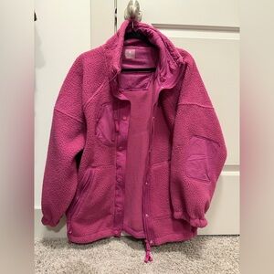 Free People X-Small Pink Sherpa Full Zip Jacket. 💕⚡️